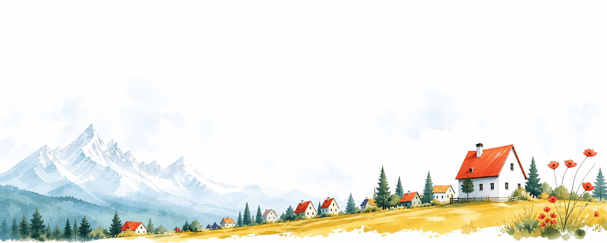 Illustrated village landscape